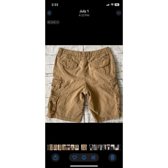 No boundaries 100% cotton men size 30 multi pocket cargo shorts tan - Picture 8 of 8
